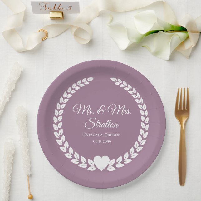 Custom Mr. & Mrs. Bride and Groom Newlywed Paper Plates (Wedding)