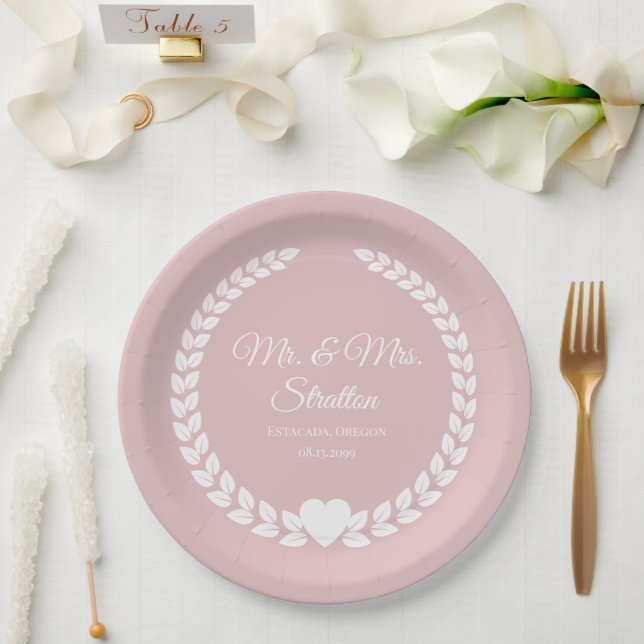 Custom Mr. & Mrs. Bride and Groom Newlywed Paper Plates (Wedding)