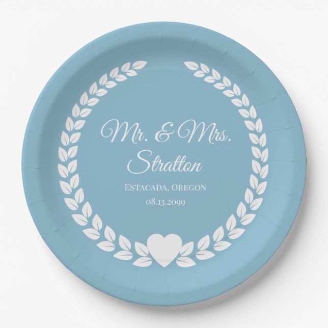 Custom Mr. & Mrs. Bride and Groom Newlywed Paper Plates (Front)