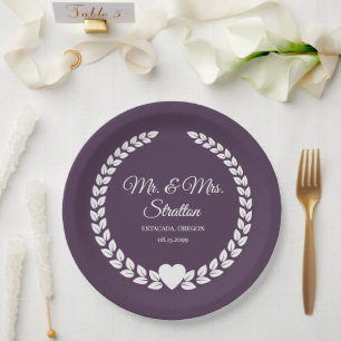Custom Mr. & Mrs. Bride and Groom Newlywed Paper Plates