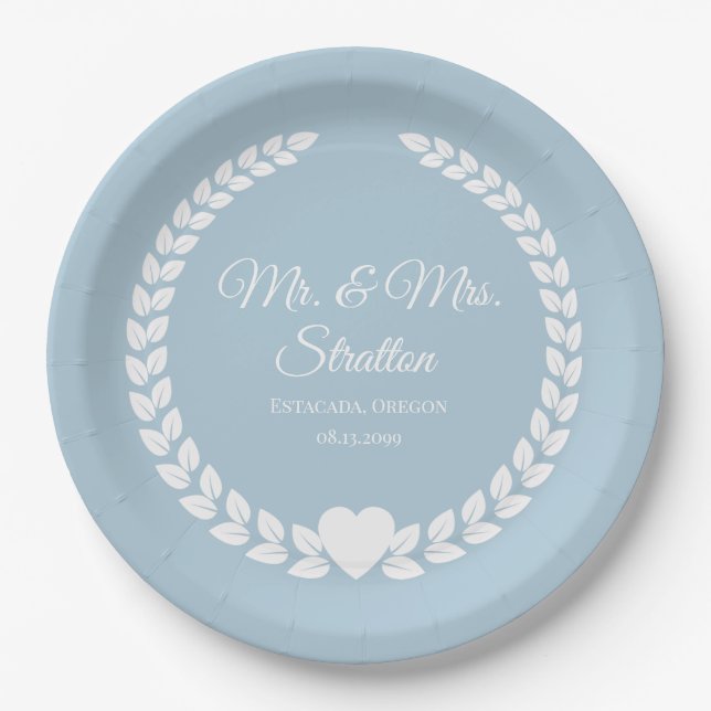 Custom Mr. & Mrs. Bride and Groom Newlywed Paper Plates (Front)