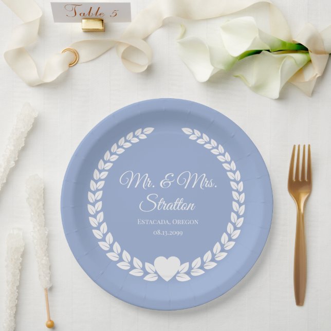 Custom Mr. & Mrs. Bride and Groom Newlywed Paper Plates (Wedding)