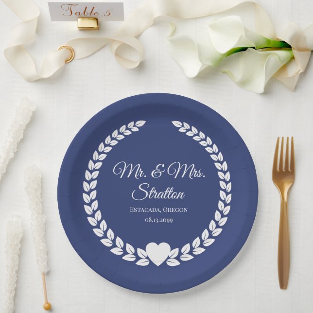 Custom Mr. & Mrs. Bride and Groom Newlywed Paper Plates (Wedding)