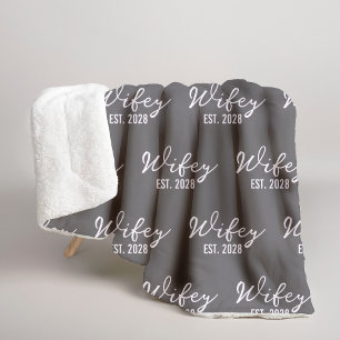 Custom Mr & Mrs Charcoal Blanket, Newlyweds Gift Sherpa Blanket