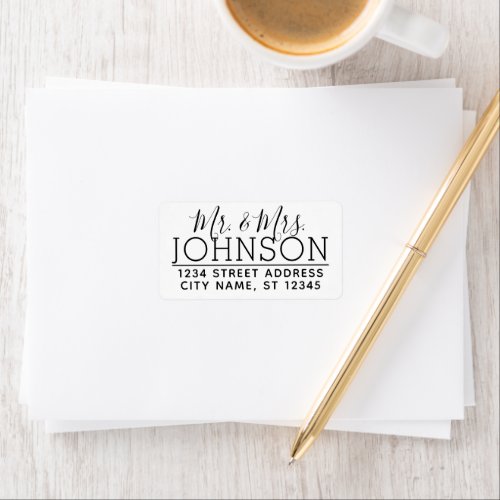 Custom Mr  Mrs Family Name and Return Address Label