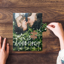 Custom Mr & Mrs Happy Wedding Anniversary Photo Jigsaw Puzzle