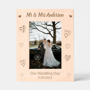 Custom Mr. & Mrs. Keepsake Wedding Day Wooden Engraved Frames