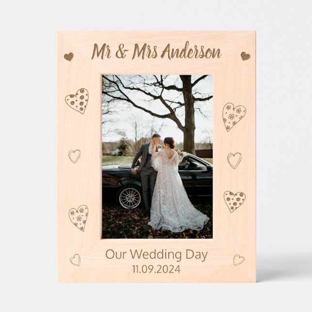 Custom Mr. & Mrs. Keepsake Wedding Day Wooden Engraved Frames (Creator Uploaded)