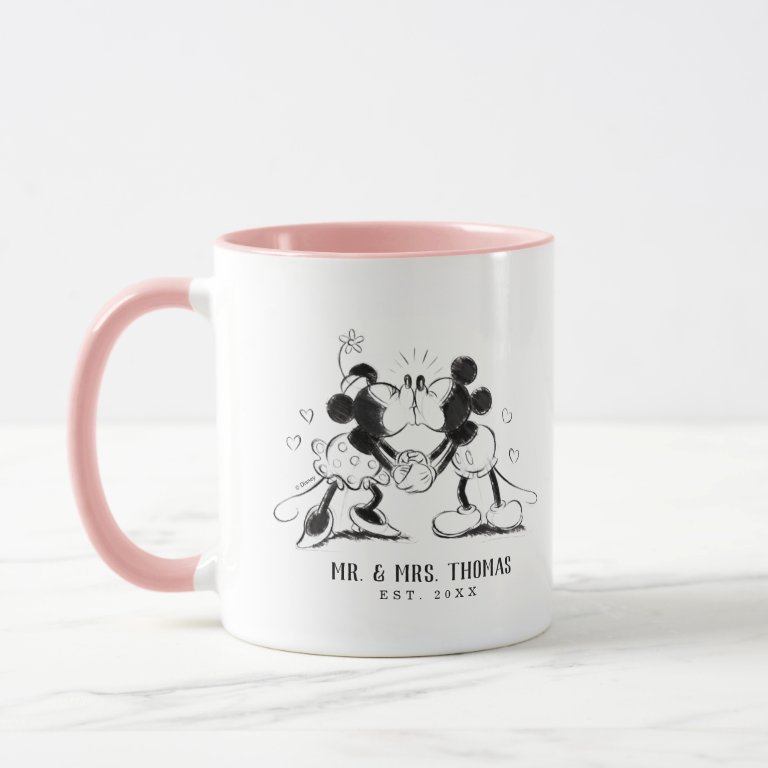 Custom Mr. &amp; Mrs. Mickey and Minnie Mouse Sketch Mug