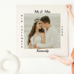 Custom Mr Mrs Monogram Name Date Photo Wedding  Canvas Print<br><div class="desc">Elegant photo template and custom calligraphy script design for personalizing the canvas for your needs.
Customize it with the newlywed photo ,  monogram and wedding date.</div>