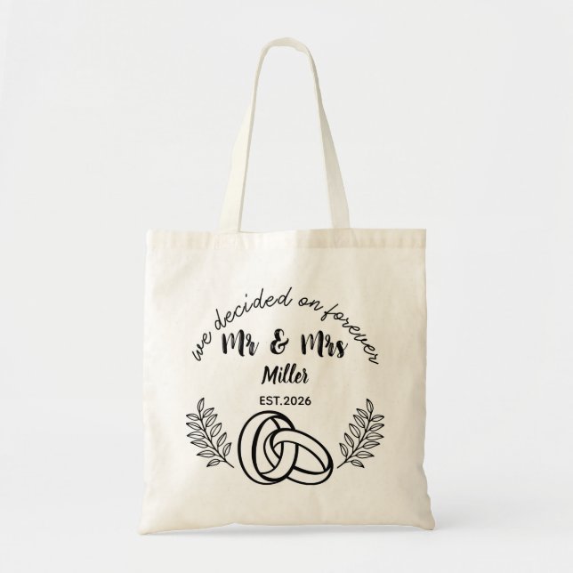 Custom Mr & Mrs Rings Wedding Tote Bag (Front)