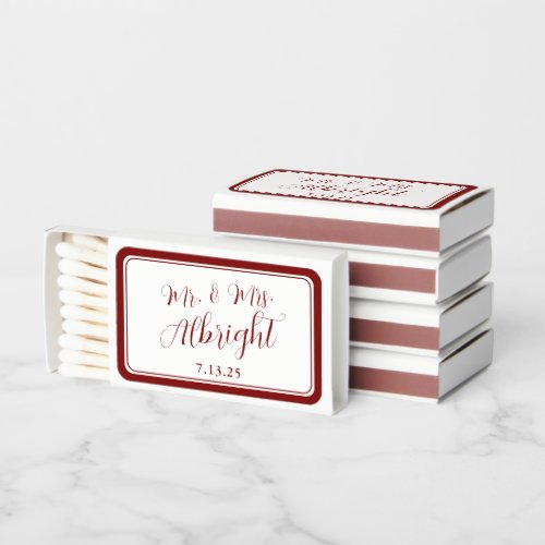 Custom Mr. & Mrs. Script Wedding Matchbox Favor Matchboxes