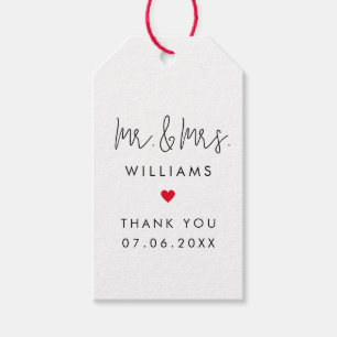 Custom Mr Mrs Wedding Guest Favors Thank You Gift Tags