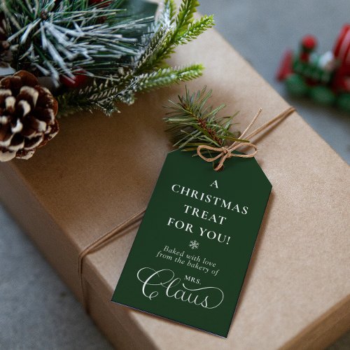 Custom Mrs Claus Christmas Treat Enchanting Green Gift Tags