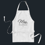 Custom Mrs. Est. Modern Elegant Script Newlywed Adult Apron<br><div class="desc">Personalized Mrs. Modern Elegant Script Newlywed New Couple Wedding Gifts!</div>