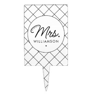 Custom Mrs. Est. Modern Elegant Script Newlywed Cake Topper