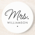 Custom Mrs. Est. Modern Elegant Script Newlywed Coaster<br><div class="desc">Personalized Mrs. Modern Elegant Script Newlywed New Couple Wedding Gifts!</div>