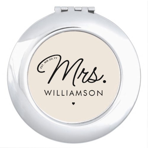 Custom Mrs Est Modern Elegant Script Newlywed Compact Mirror