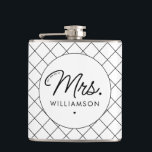 Custom Mrs. Est. Modern Elegant Script Newlywed Flask<br><div class="desc">Personalized Mrs. Modern Elegant Script Newlywed New Couple Wedding Gifts!</div>