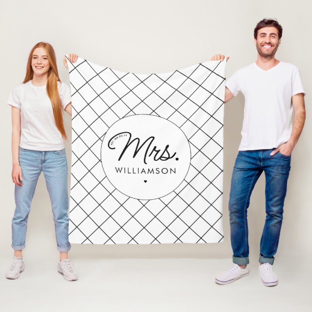 Custom Mrs. Est. Modern Elegant Script Newlywed Fleece Blanket (In Situ)