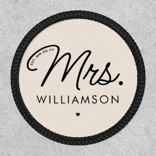 Custom Mrs. Est. Modern Elegant Script Newlywed Patch