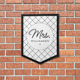 Custom Mrs. Est. Modern Elegant Script Newlywed Pennant