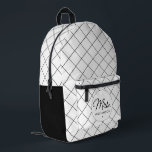 Custom Mrs. Est. Modern Elegant Script Newlywed Printed Backpack<br><div class="desc">Personalized Mrs. Modern Elegant Script Newlywed New Couple Wedding Gifts!</div>