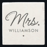 Custom Mrs. Est. Modern Elegant Script Newlywed Stone Coaster<br><div class="desc">Personalized Mrs. Modern Elegant Script Newlywed New Couple Wedding Gifts!</div>