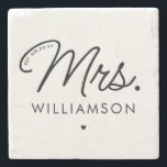 Custom Mrs. Est. Modern Elegant Script Newlywed Stone Coaster<br><div class="desc">Personalized Mrs. Modern Elegant Script Newlywed New Couple Wedding Gifts!</div>