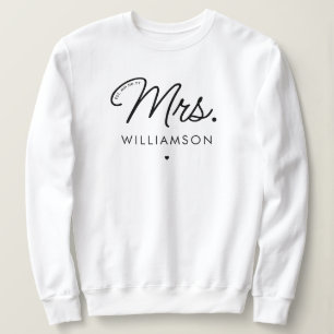 Custom Mrs. Est. Modern Elegant Script Newlywed Sweatshirt