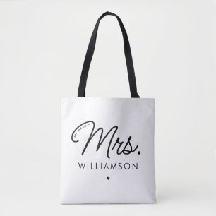 Custom Mrs. Est. Modern Elegant Script Newlywed Tote Bag