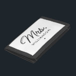 Custom Mrs. Est. Modern Elegant Script Newlywed Trifold Wallet<br><div class="desc">Personalized Mrs. Modern Elegant Script Newlywed New Couple Wedding Gifts!</div>