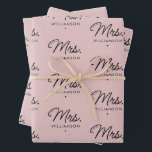 Custom Mrs. Est. Modern Elegant Script Newlywed Wrapping Paper Sheets<br><div class="desc">Personalized Mrs. Modern Elegant Script Newlywed New Couple Wedding Gifts!</div>