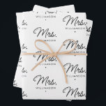 Custom Mrs. Est. Modern Elegant Script Newlywed Wrapping Paper Sheets<br><div class="desc">Personalized Mrs. Modern Elegant Script Newlywed New Couple Wedding Gifts!</div>