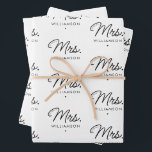 Custom Mrs. Est. Modern Elegant Script Newlywed Wrapping Paper Sheets<br><div class="desc">Personalized Mrs. Modern Elegant Script Newlywed New Couple Wedding Gifts!</div>