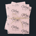 Custom Mrs. Est. Modern Elegant Script Newlywed Wrapping Paper Sheets<br><div class="desc">Personalized Mrs. Modern Elegant Script Newlywed New Couple Wedding Gifts!</div>