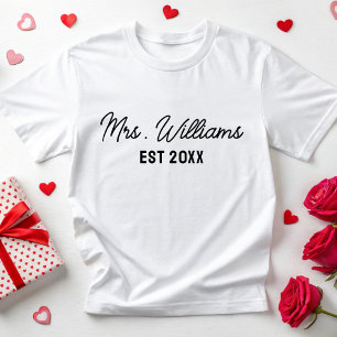 Custom Mrs Last Name Bride Wifey Bridal Wedding T-Shirt