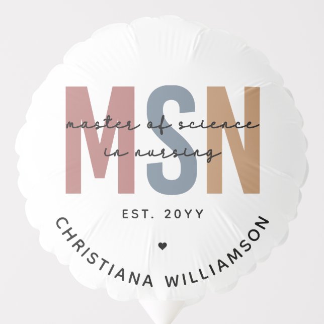 Custom MSN Master of Science in Nursing Graduation Balloon (Front)