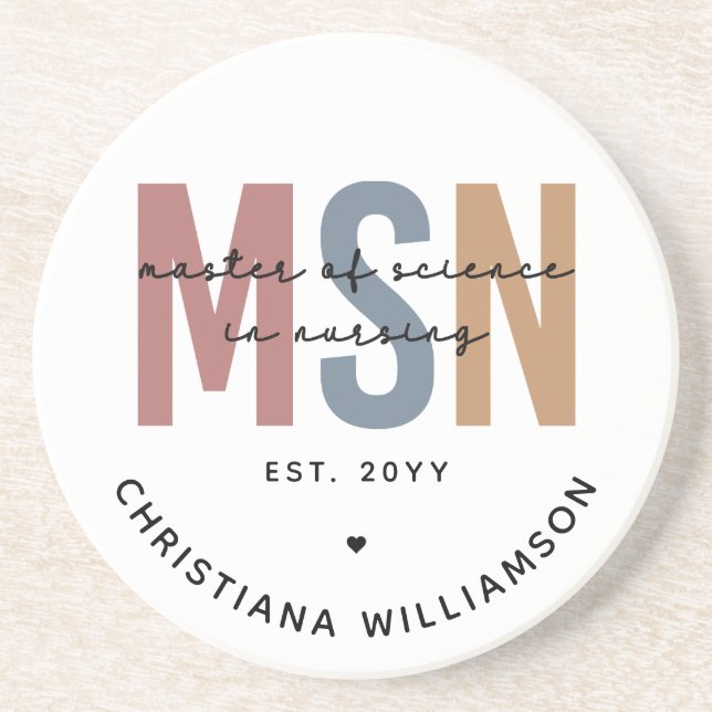 Custom MSN Master of Science in Nursing Graduation Coaster (Front)