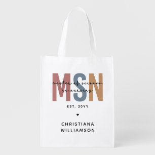 Custom MSN Master of Science in Nursing Graduation Grocery Bag