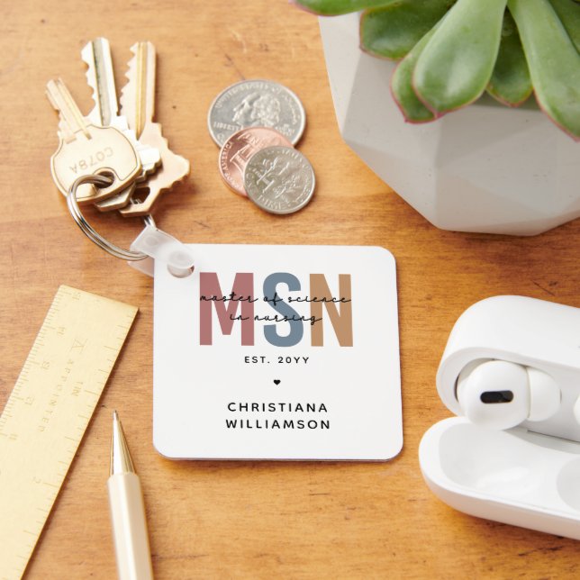 Custom MSN Master of Science in Nursing Graduation Keychain (Desk)