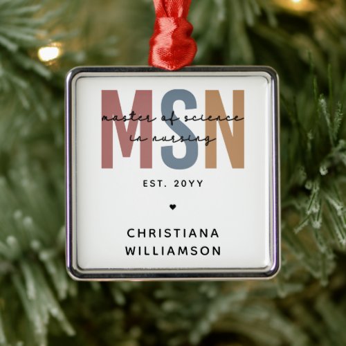 Custom MSN Master of Science in Nursing Graduation Metal Ornament
