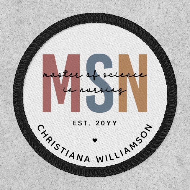 Custom MSN Master of Science in Nursing Graduation Patch (Front)