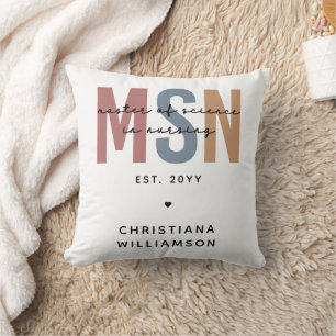 Custom MSN Master of Science in Nursing Graduation Throw Pillow