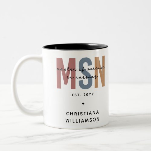 Custom MSN Master of Science in Nursing Graduation Two_Tone Coffee Mug