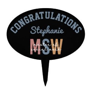 Custom MSW Master of Social Work Graduation Cake Topper