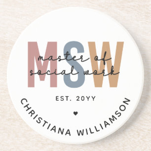 Custom MSW Master of Social Work Retro Graduation Coaster
