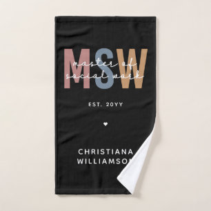 Custom MSW Master of Social Work Retro Graduation Hand Towel