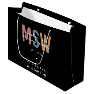 Custom MSW Master of Social Work Retro Graduation Large Gift Bag