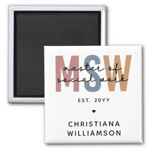 Custom MSW Master of Social Work Retro Graduation Magnet